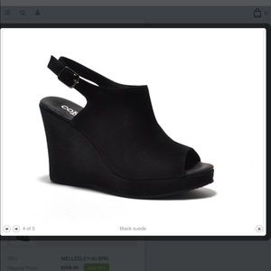 Black Suede Cordani Wellesley Wedges